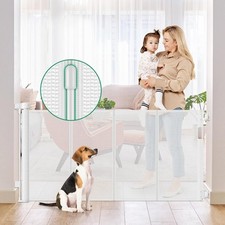 Reinforced Retractable Baby Gates for Doorways, 55" Wide Retractable Dog Gate fo