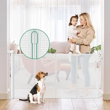 Reinforced Retractable Baby Gates for Doorways, 55" Wide Retractable Dog Gate fo