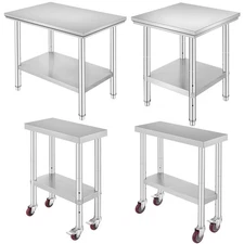 Uimoso 11 Style Kitchen Work Bench Table Warehouse Commercial 4 Caster Wheels