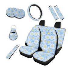 10 Set Car Seat Covers Full Set Watercolor White Ditsy Flower Cute Daily Floral