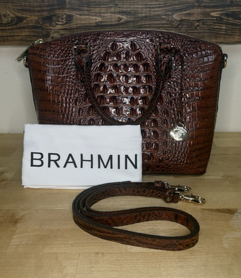 Brahmin Duxbury satchel in pecan, womens handbag w Detachable Strap Dust Bag