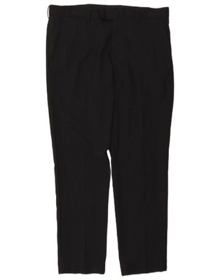 Marks & Spencer Mens Slim Suit Trousers W34 L29 Black Polyester CT25