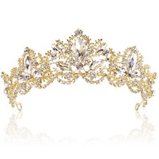 Gold Tiara Wedding Tiaras and Crowns for Women,Rhinestone Queen Women Princes...