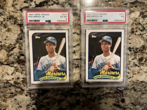 TwO cArDs!! 1989 Topps Traded Ken Griffey Jr #41T PSA 7 and PSA 6 Rookie Card RC