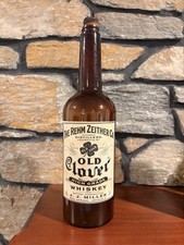 Vintage Whiskey Bottle In Orange Amber With L...