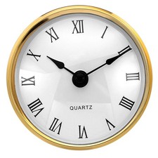 3.1" 80mm Quartz Roman Clock Insert, Fit 75mm/3", Gold/White, Style 16