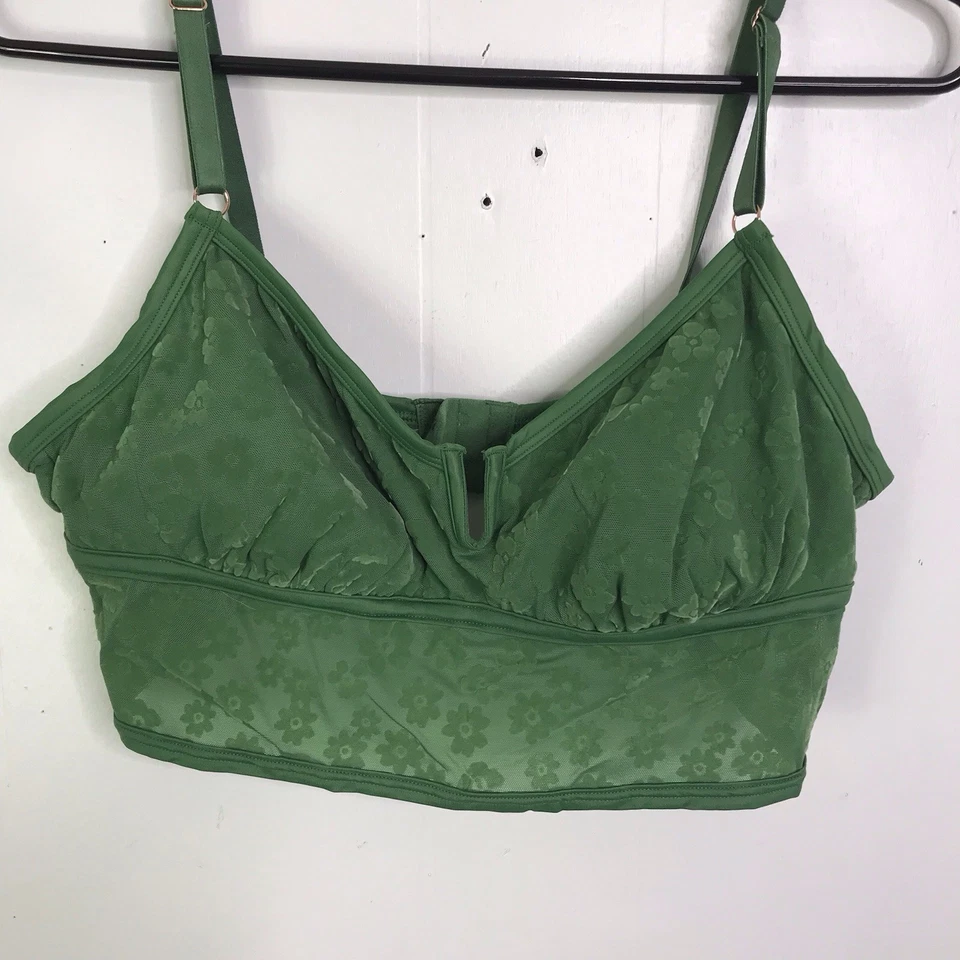 Sujetador Victoria Secret Rosa Mujer XL Bralette Verde Floral Cuello en V Recorte Triángulo Foto 2 de 4