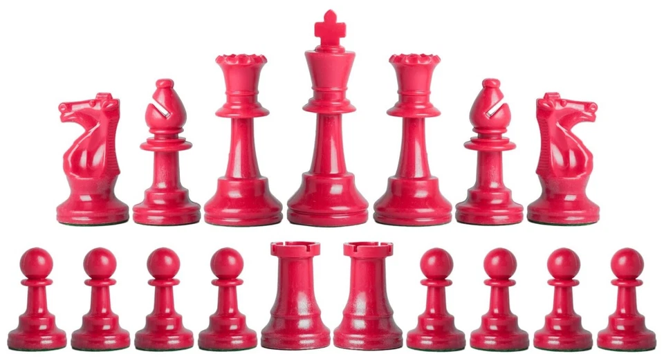 Juego de ajedrez de triple peso de lujo - Piezas y bolsa de tablero de vinilo - Negro Rojo Foto 3 de 4