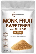 Monk Fruit Allulose Sweetener, 2 lbs - Zero Calorie, 1:1 Brown Sugar Substitute 