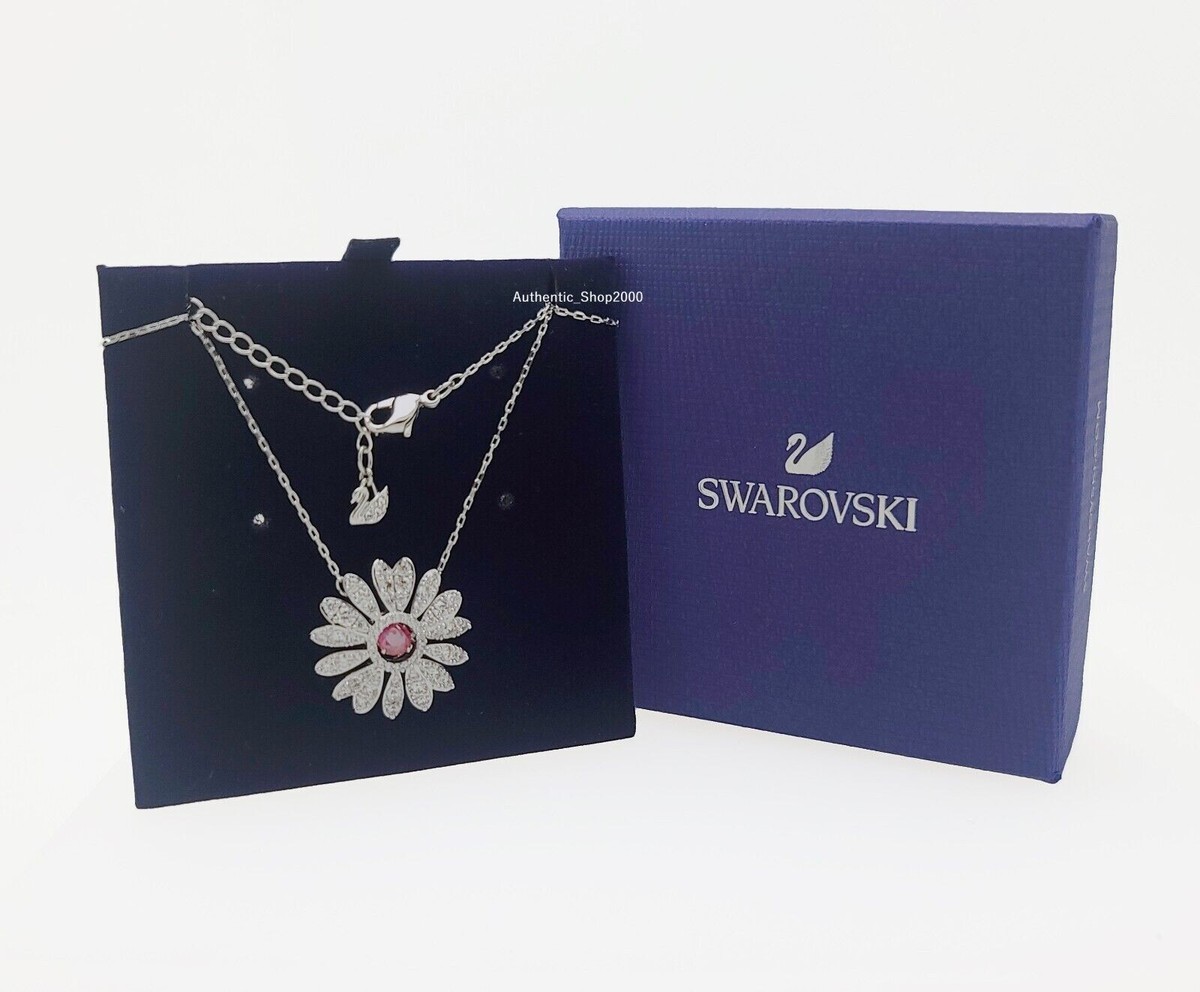 NWB SWAROVSKI Rhodium Pink Eternal Flower Pendant Necklace