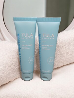 2x Tula The Cult Classic Purifying Face Cleanser Deluxe Travel Size 1oz 30mL