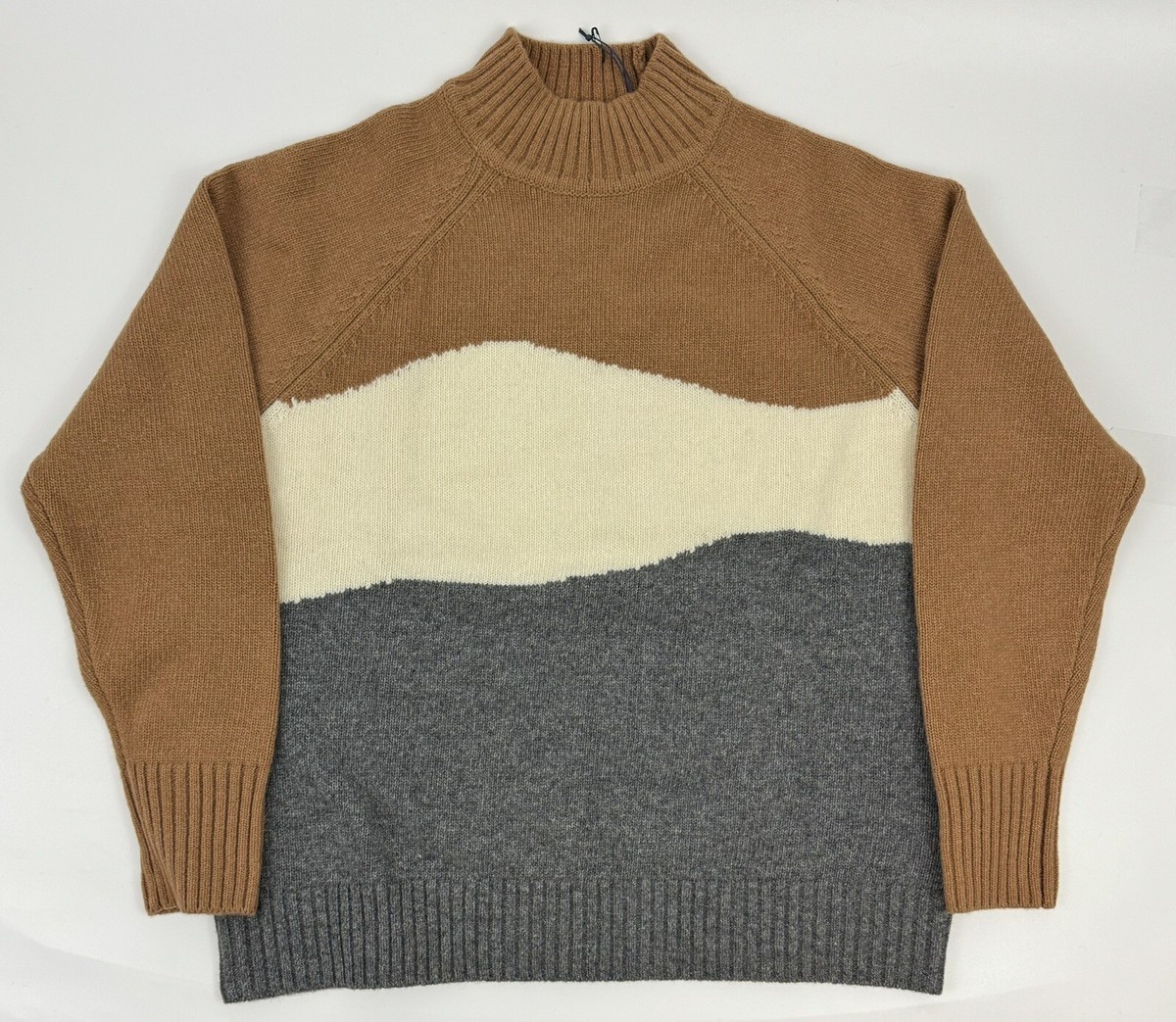 NEW United By Blue Recycled Wool Abstract Sweater Sz XS Almond