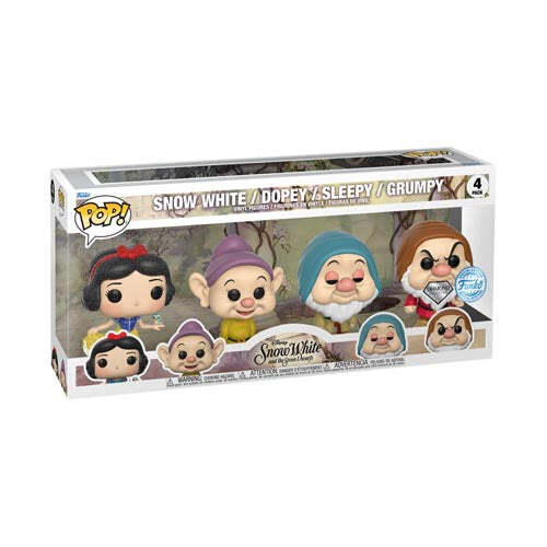 Snow White, Dopey, Sleepy, Grumpy Exclusive Diamond Glitter Pop! (Pack of 4) - Picture 2 of 3