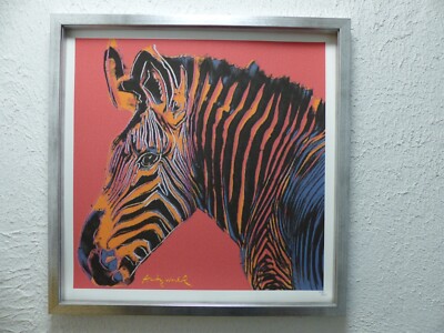 Andy Warhol lithograph ''ZEBRA'' 3D optics 50x50cm, limited and valuable ''FRAMED''