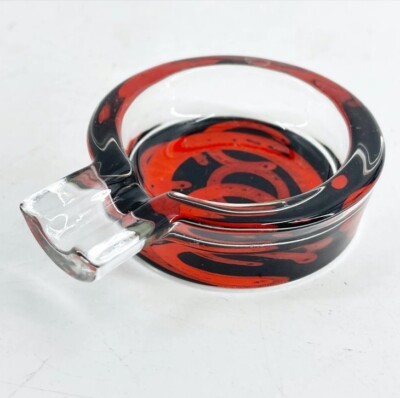 Set of 5 Vintage Marlboro Cigarette Art Glass Red Horseshoe