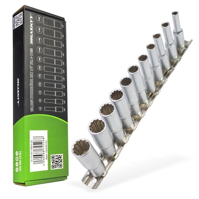 Vielzahn Steckschlüssel Satz Lang Nüsse 1/4 Stecknüsse 4-13mm Set 12 Kant