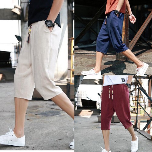 Men Shorts Korean Cropped Pants Linen 