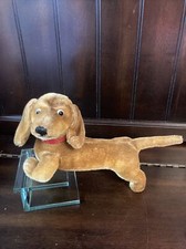 VTG Steiff Hexie Dachshund Dog Mohair Glass Eyes 1960 W/ Button  Tag on Collar