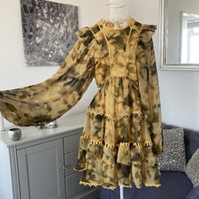 Yellow & Black Abstract Round Neck Long Sleeve Cut Out Detailing Mini Dress 10