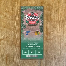 2024 WINTER CLASSIC Replica Ticket Stub Customizable Seat Blues vs Blackhawks