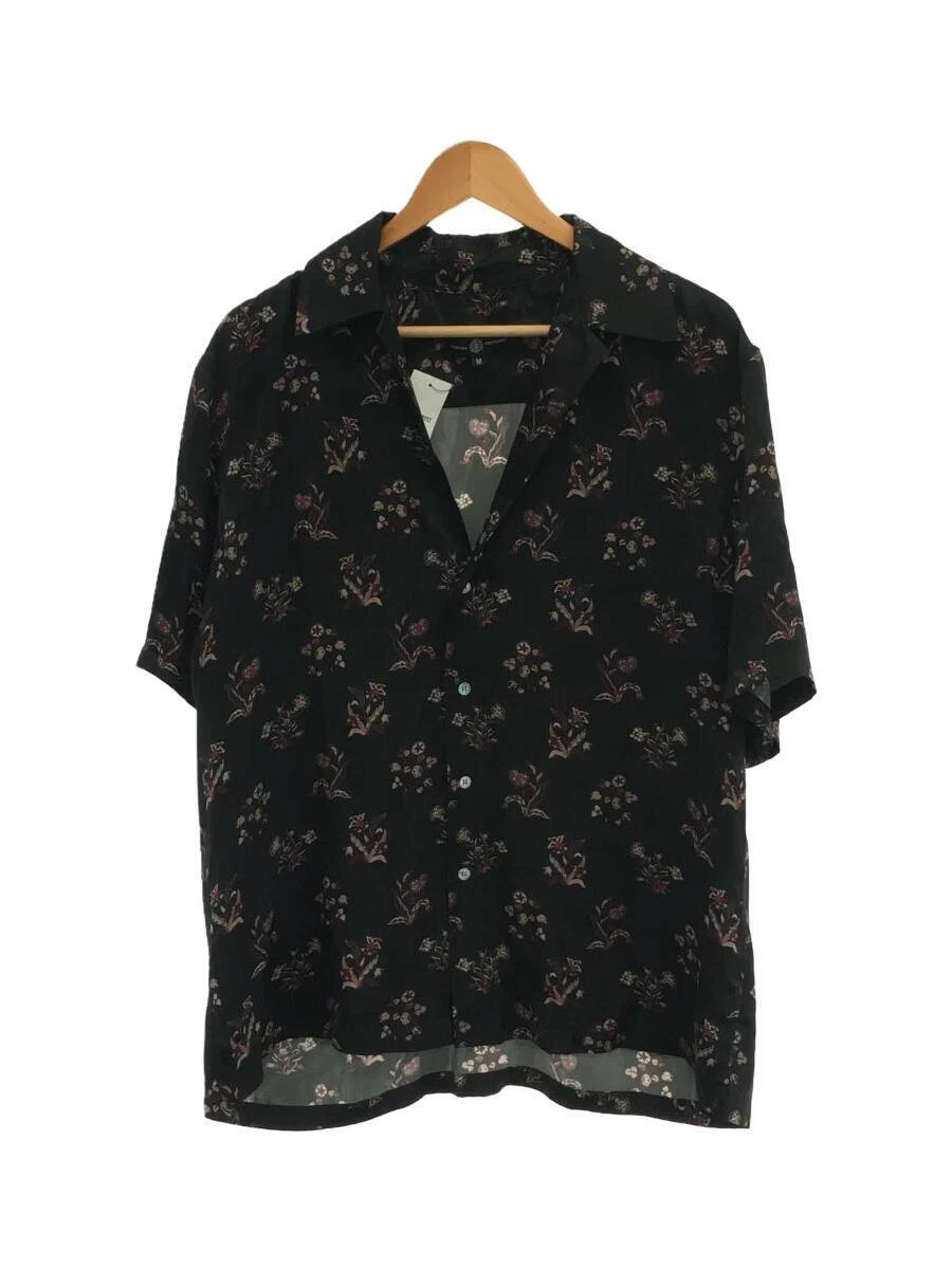 EDWARD CRUTCHLEY 20SS Floral Print Silk H Shirt M Black Silk