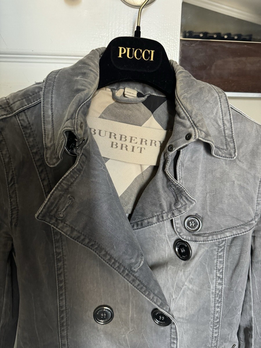 Burberry Brit★素敵！Gray Elmsbys Coat Burberry Brit Oversized Shawl Cardigan Gray Wool Coat Jacket