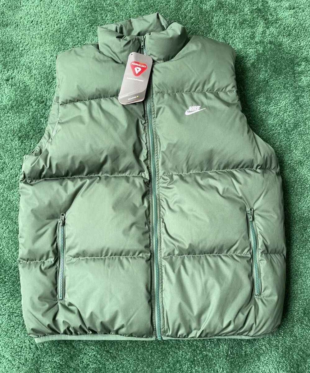 Mens Nike Sportswear Club PrimaLoft Green Winter Puffer Vest Mens Nike Sportswear Club PrimaLoft Green Winter Puffer Vest