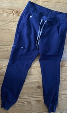 Figs Technical Collection Jogger Scrub Pants Womens XS Blue Cuff Drawstring
