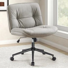 DUMOS Criss Cross Chair with Wheels, Legged Office Armless Wide Seat, Adjustable