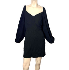 Fashion Nova Dress Womens 3X Black Mini Whimsigoth Boho Gothic Gauze Babydoll