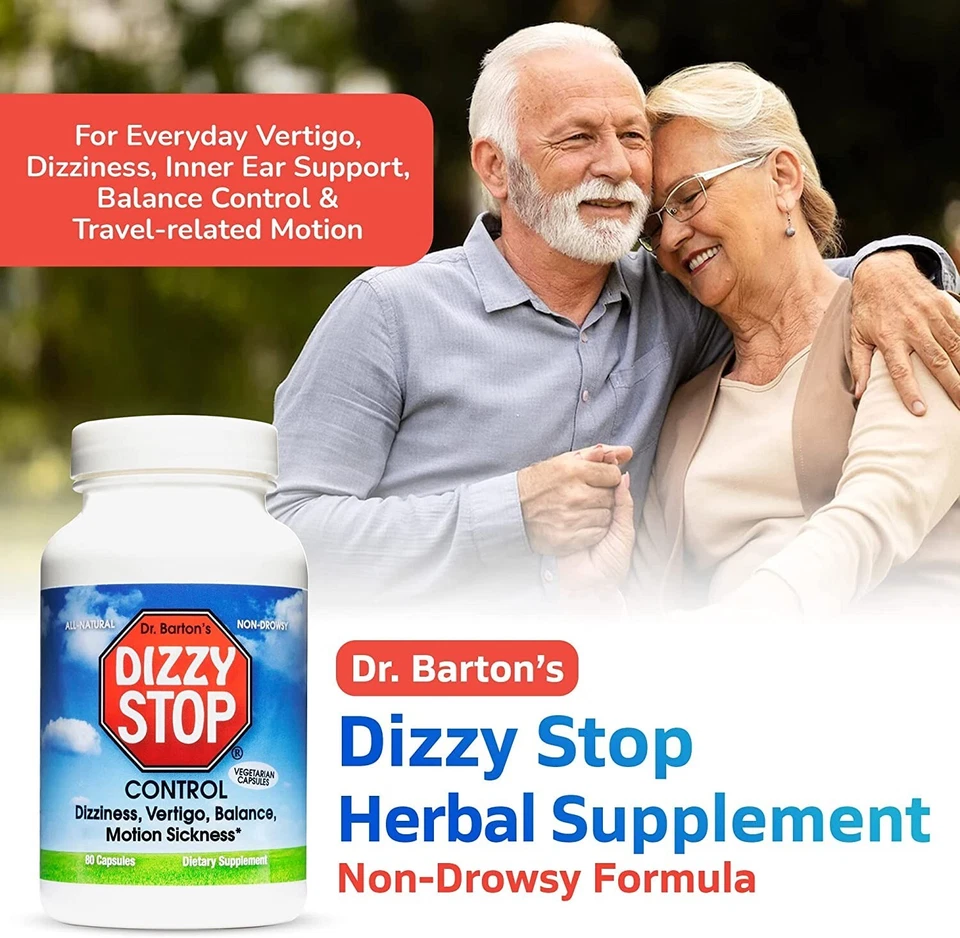 Suplemento herbal DizzyStop para aliviar el vértigo mareos, mareos por movimiento paquete de 2 Foto 2 de 4