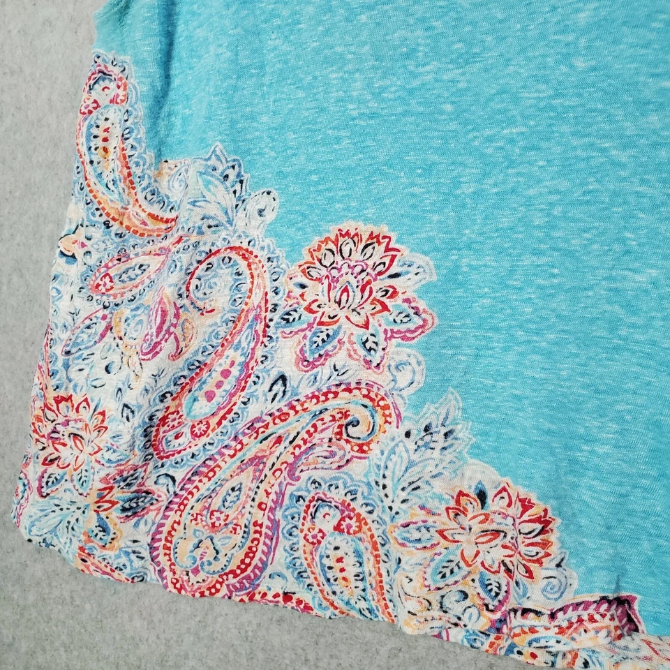 J JIll женщин Топ PS синий любовь льняной без рукавов бак пейсли графический повседневный - Изображение 2 из 4