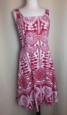 Sz 6 BREAKIN' LOOSE Red & White Print Cotton Sun Dress EUC Sleeveless Tea A-Line