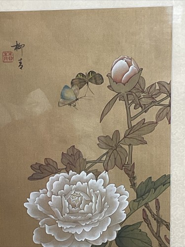 3 X HANDMALEREI AUF SEIDE - CHINESISCHE BILDER, 2 GLASIERT, TEILWEISE VERZOGEN, SIEHE BILDER - Bild 13 von 24