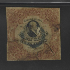 US Beer Stamp REA29 Silk Paper from 1871   $2 Dollars One Hogshead