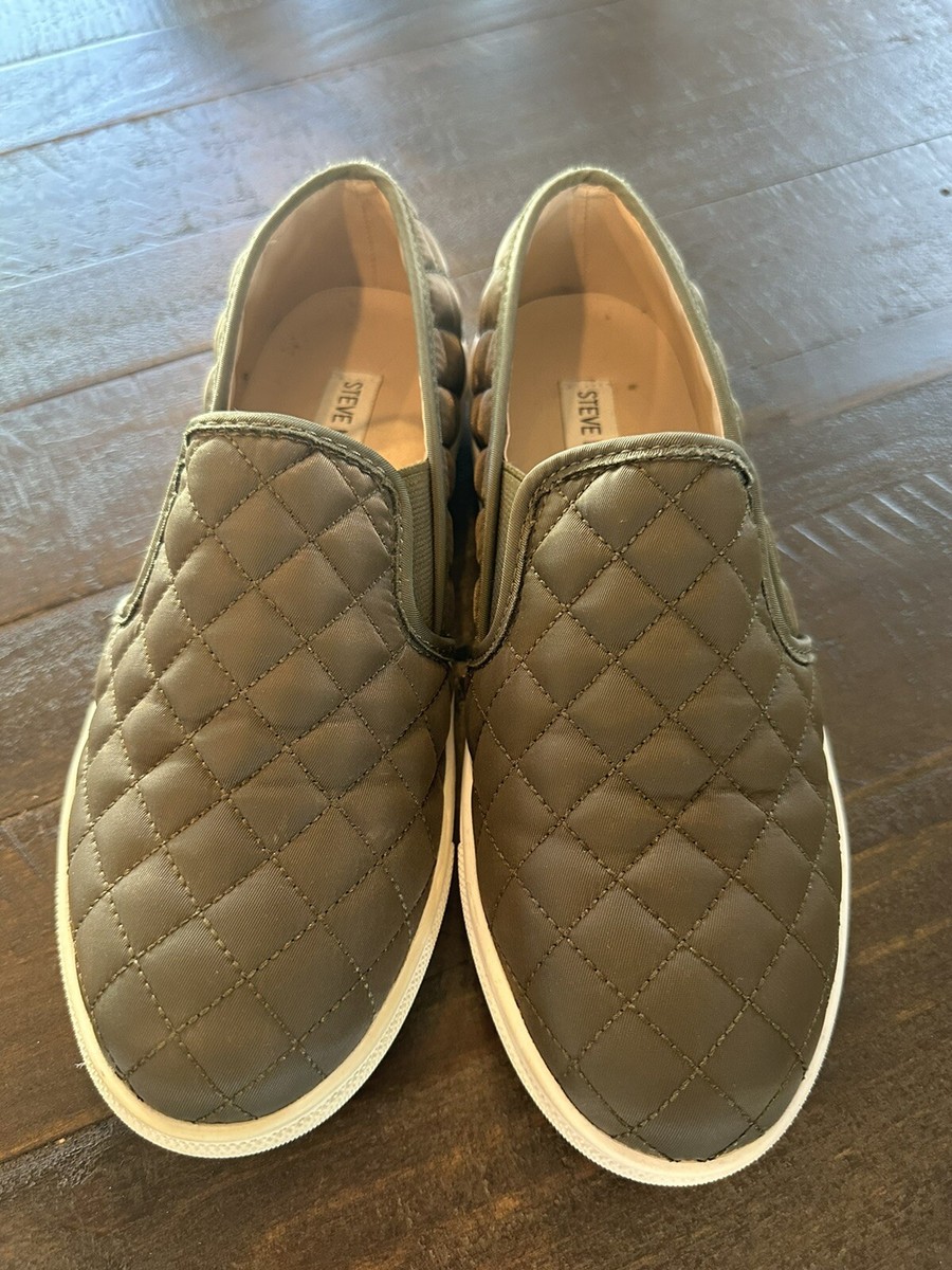 Steve Madden Slip On Leather Quilted M Ecentrcq Sneaker Olive