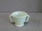 HAZEL ATLAS MODERNTONE PLATONITE PASTEL GREEN OPEN SUGAR BOWL DUAL HANDLE