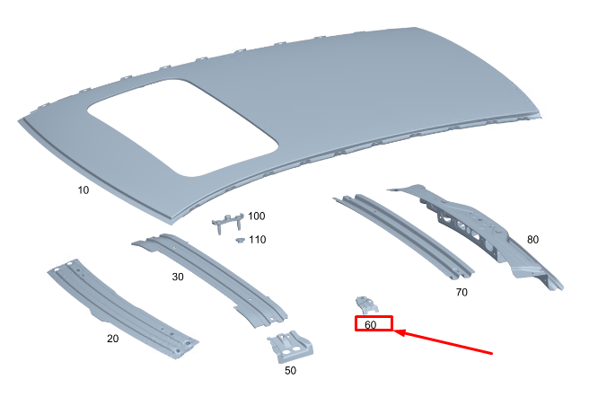 Neu MERCEDES-BENZ EQC Schiebedachkonsole hinten rechts A2936303400 Original