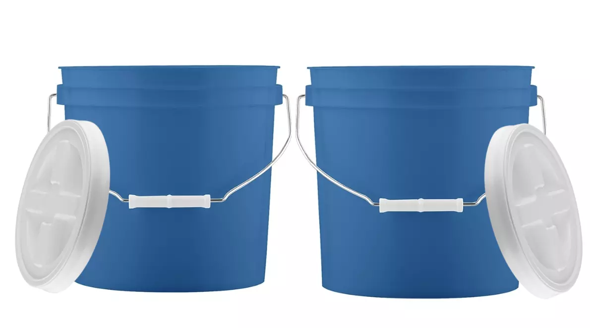 2 Gallon Blue Food Grade Bucket Pail with Gamma Screw on Lid (Pack of 2)