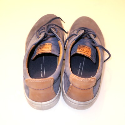 Men US 9 (EU 43) Ecco Shoe Navy Blue Brown Suede Leather | eBay display picture 1