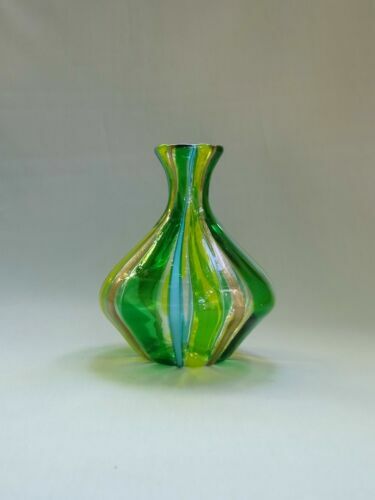 Vase Coupe Sur Pied En Verre Soufflé Rouge - 25 Cm De Haut - Style Empoli Italie - Occasion Parfait état