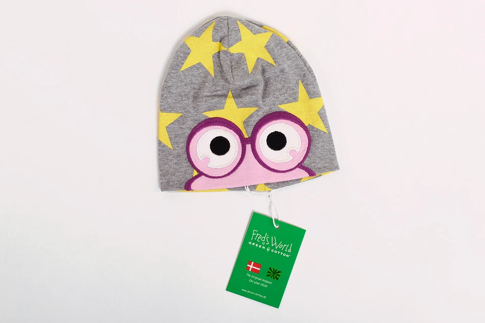 Green Cotton Baby Newborn Mädchen Mütze Star Beanie Gr. 56/62 grau neu