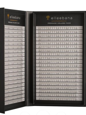 Elleebana Eyelash Pre-made Volume Fans. D Curl. Short Mix. 0.05 Diameter. 4D