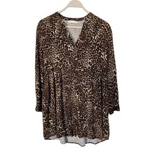 Zara Women's Long Sleeve Animal Leopard Print Mini Dress Brown Beige Size Large