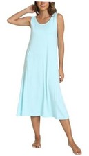Sleeveless Nightgowns for Women Soft Bamboo Viscose Night Shirts X-Large Aqua