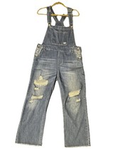 Women  s Overalls Distressed Denim Medium