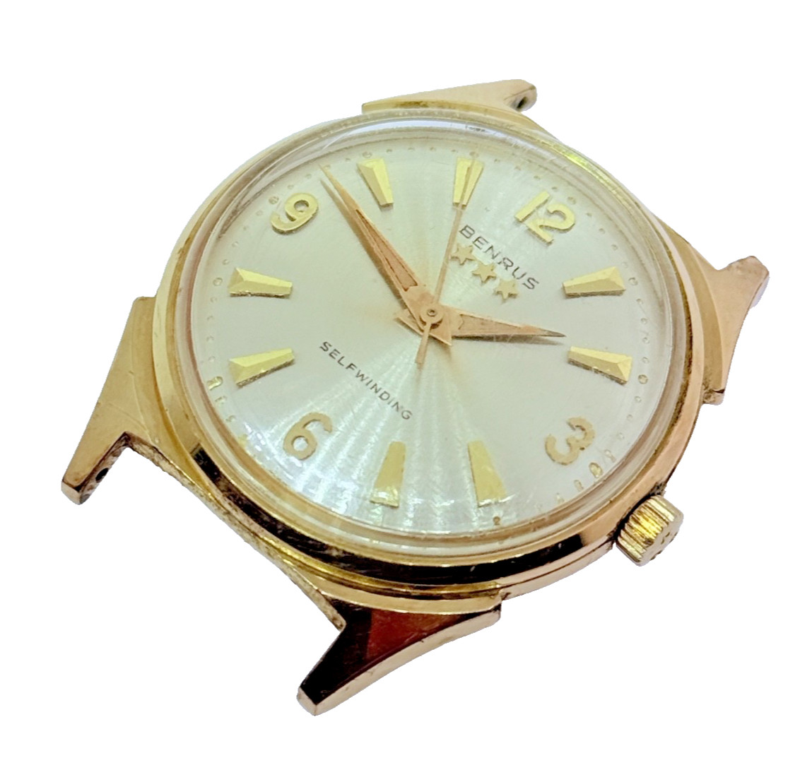 3 MENS WATCH GOLD BENRUS ELECTROPLATE VINTAGE WRIST 7001 STAR AUTOMATIC SERIES - vintagewatches.pk