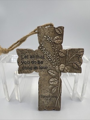 Resin Cross Crucifix 5.5' 1Corinthians 16:14 Let all that you do be done in love