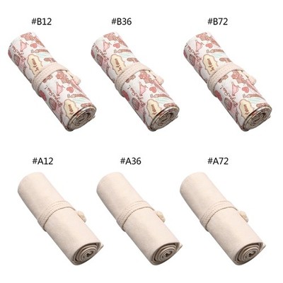 Poratble Roll up Pouch Pencil Wrap Organizer Canvas Pencil Holder for Women Men