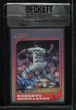 BAS 1997 Bowman Chrome Refractor Roberto Hernandez #96 Beckett Auth Sticker 3c7